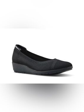 Denver Hayes Mary Knit Wedge Ballet Shoes with Skechers insoles.